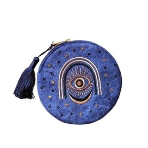 Goddess Provisions Radiating Intuition Navy Velvet Circle Pouch with Tassel.
